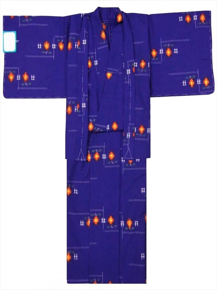 正月 着物 sk-14 紺地 花絣柄訳有り: ゆかた反物の堀田 - 通販 - Yahoo!ショッピング