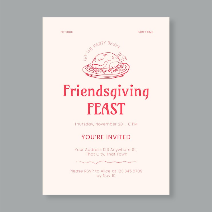 昼食会・ランチ会の招待状テンプレートでおしゃれなデザインを無料で作成！Canva