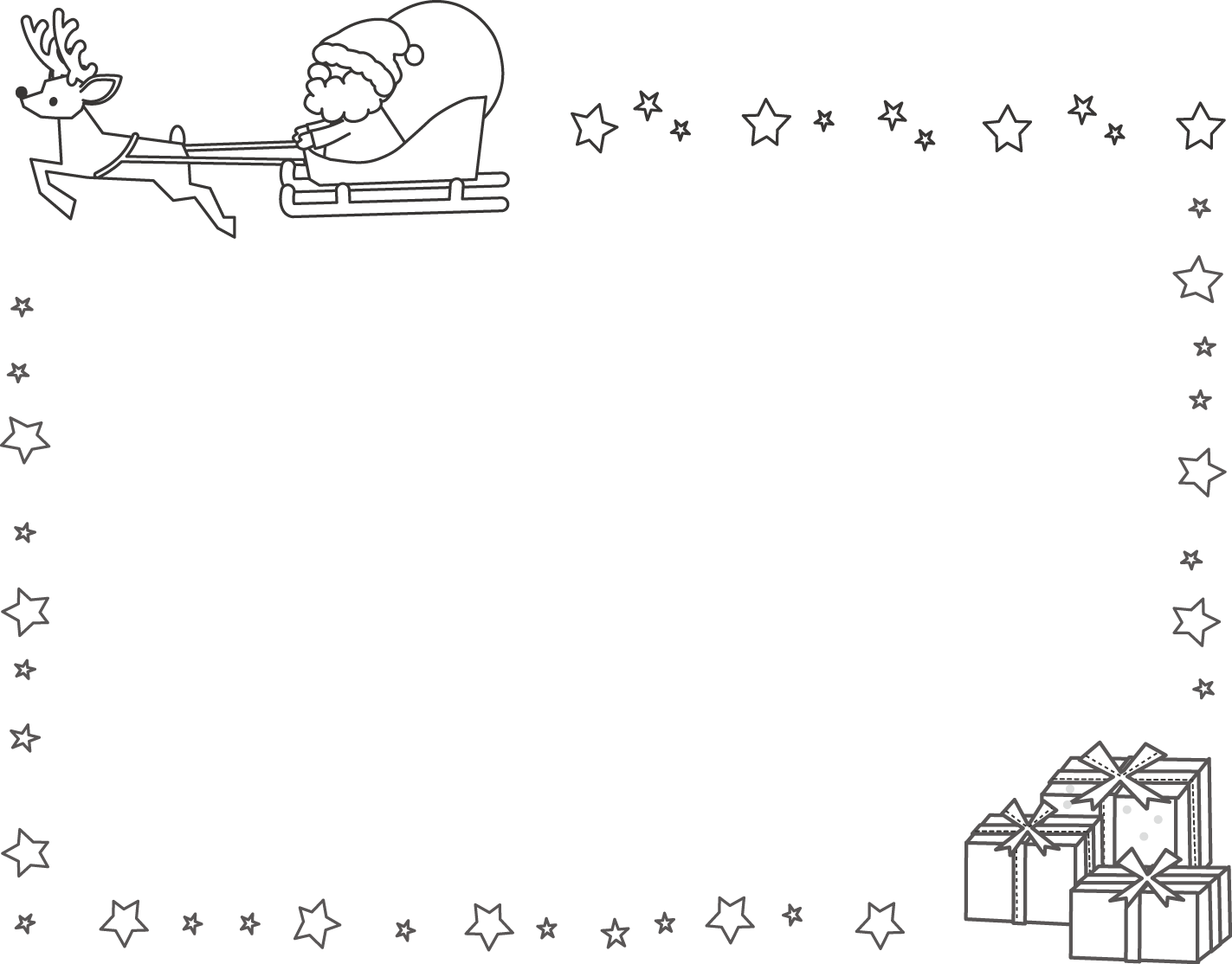 星が付いたシンプルなクリスマスフレーム・飾り枠イラスト無料のフリー素材 イラストエイト