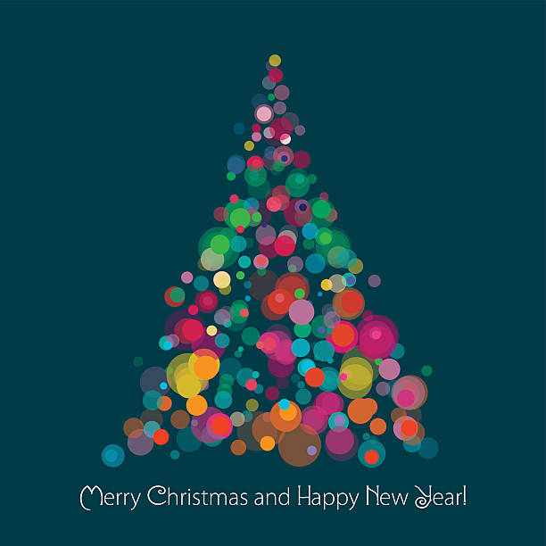 かわいいイルミネーション・クリスマスツリー 黒背景 の無料イラスト・商用フリーオイデ43