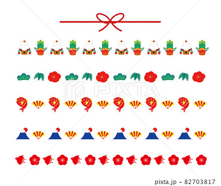 お正月のライン線イラストのフリー素材イラストイメージ