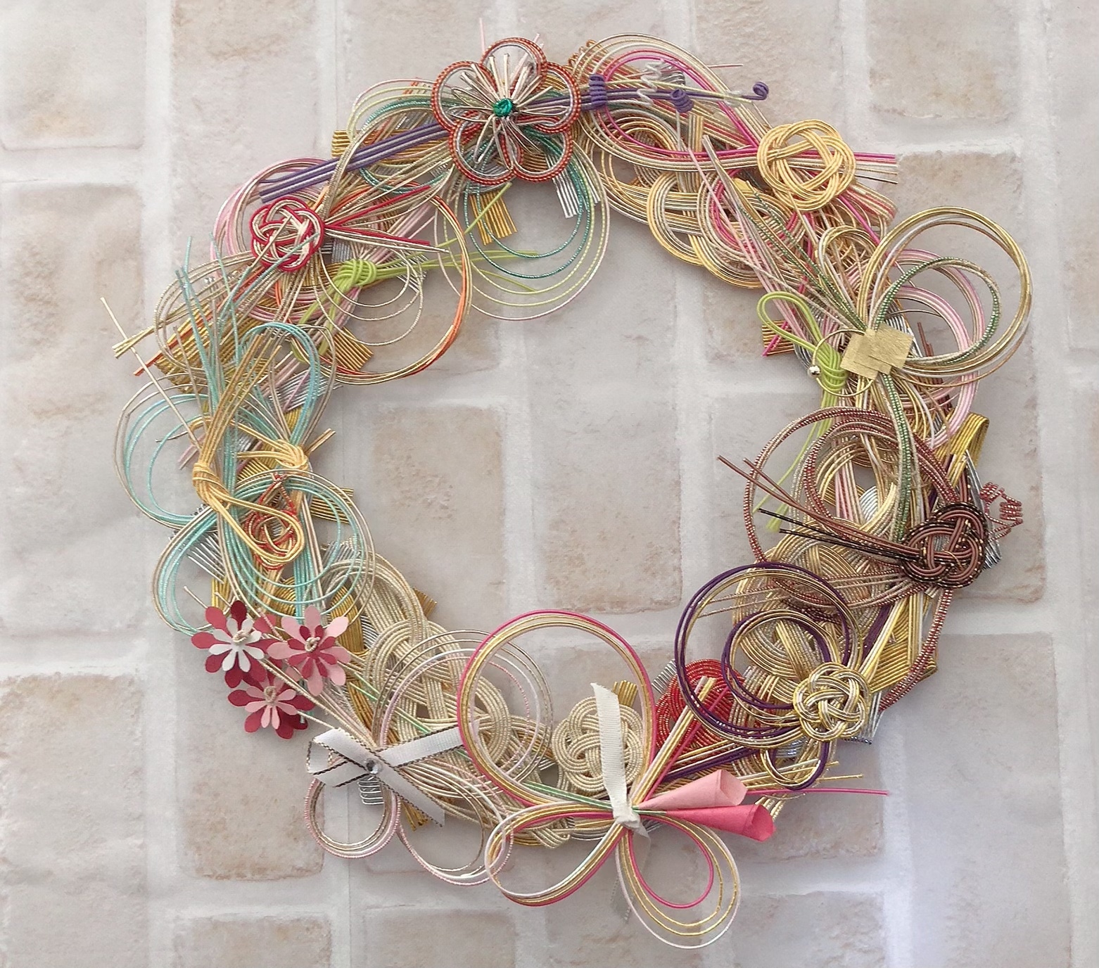 水引をリメイクしてお正月用リースを作りましたaekana