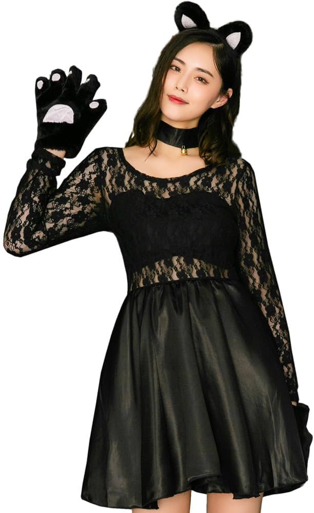 Amazon.co.jp: YOJAP ハロウィン仮装 黒猫 コスチューム コスプレ衣装 大人用子供用動物 耳付き着ぐるみ キッズ 動物全身 ネコ男女兼用 ねこ クリスマス 子猫 黒猫衣装 : おもちゃ