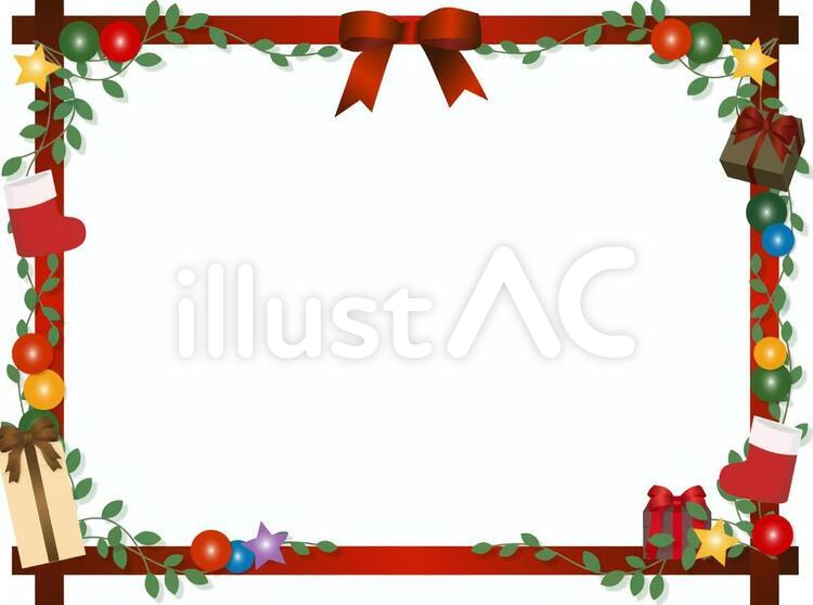 クリスマスの丸型フレーム枠素材