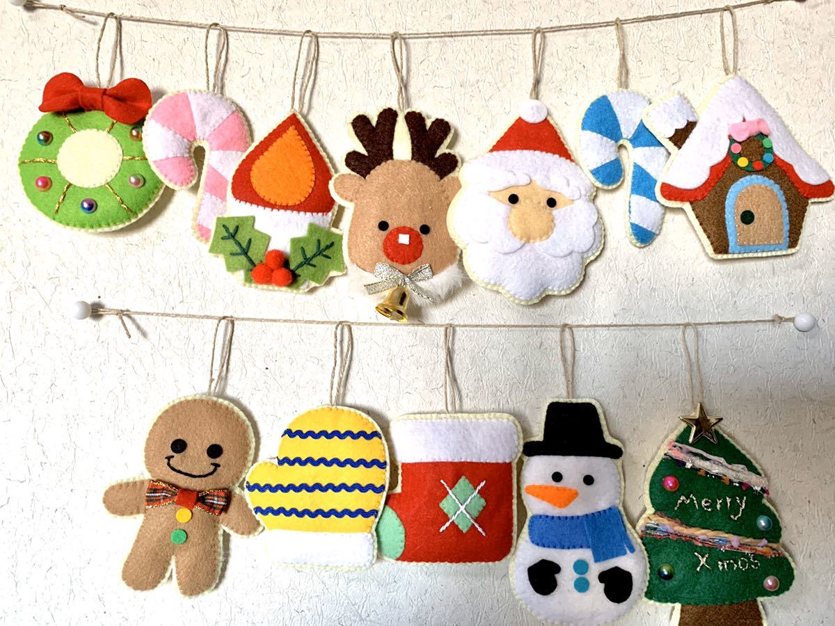 可愛いサンタクロースのクリスマス飾りの作り方 - フェルトで簡単手作りクリスマス飾りHow to make Santa ClausOrnaments with felt