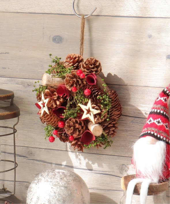 ストア・エキスプレス55cm デラックスナチュラルリース レッド クリスマス装飾8258-1048 1個 38-44-1-1 直送品-アスクル