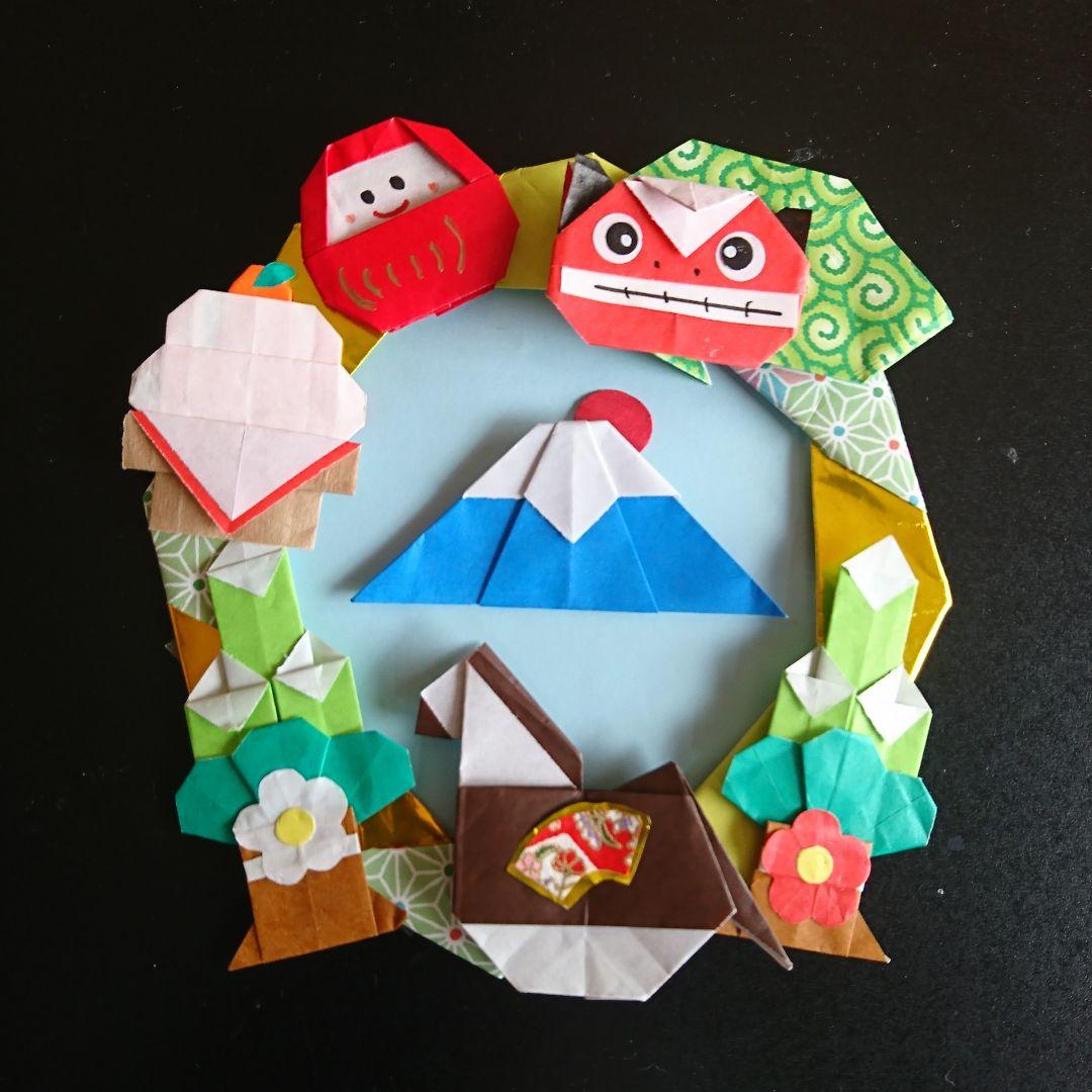 お正月のリース飾り創作折り紙 カミキィ