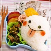 簡単キャラ弁☆ハロウィンジャックのデコおにぎり♪