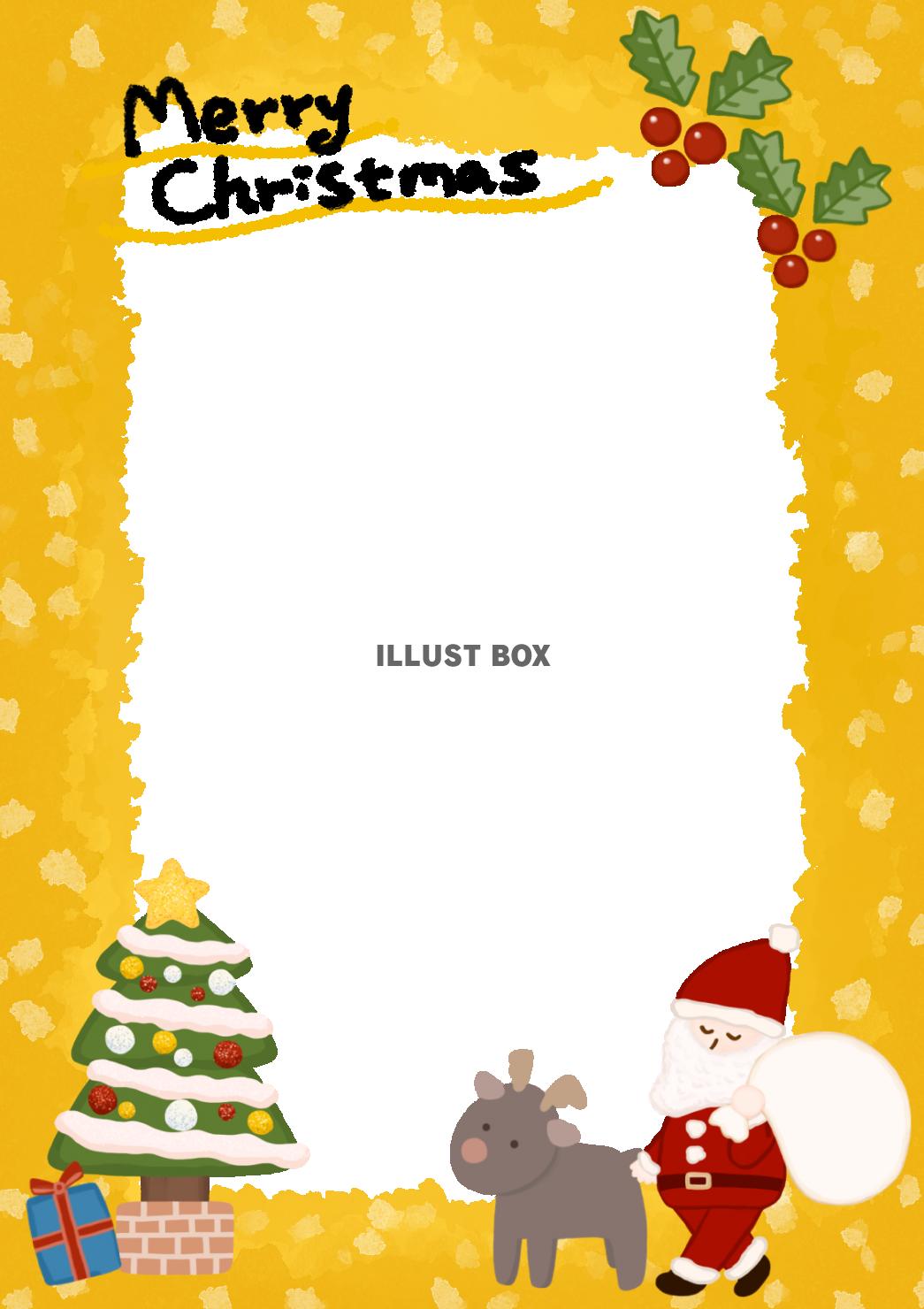 クリスマスカラーのメッセージカードフレーム無料イラスト素材素材ラボ