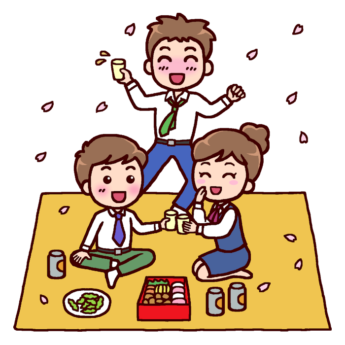 満開の桜の下で仲間たちと花見宴会のイラスト素材121510968- PIXTA