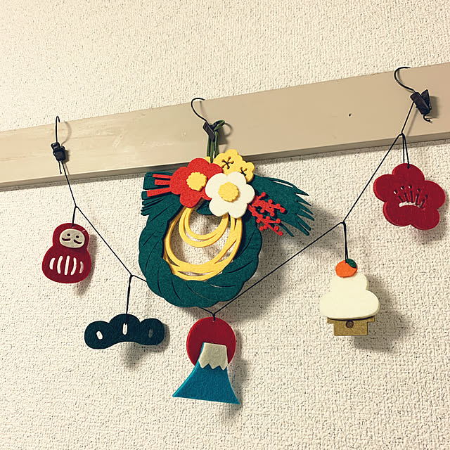 クリスマス Xmas お正月 季節 飾り ガーランド 羊毛フェルト