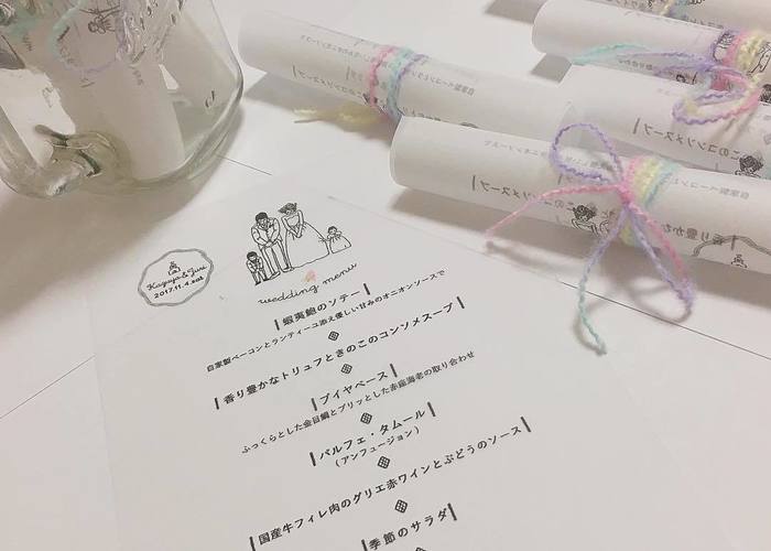 手作り 結婚式のドリンクメニュー表デザイン