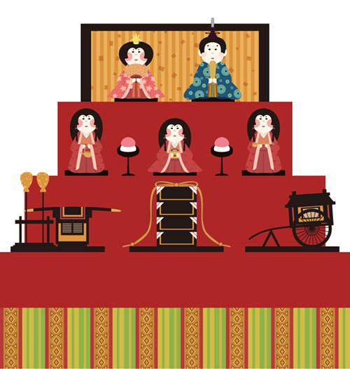 桃の節句 ひなまつり ひな壇 三人官女 五人囃子 セット イラスト イラスト素材6247832- フォトライブラリ