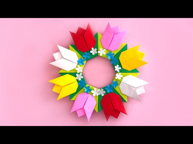 折り紙春リース＊チューリップ・ピンク&レッド リース ケロティ 只今、発送まで10〜15日通販 13609908Creema クリーマ