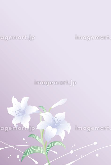 百合の花のシルエットの喪中はがきさきちん絵葉書