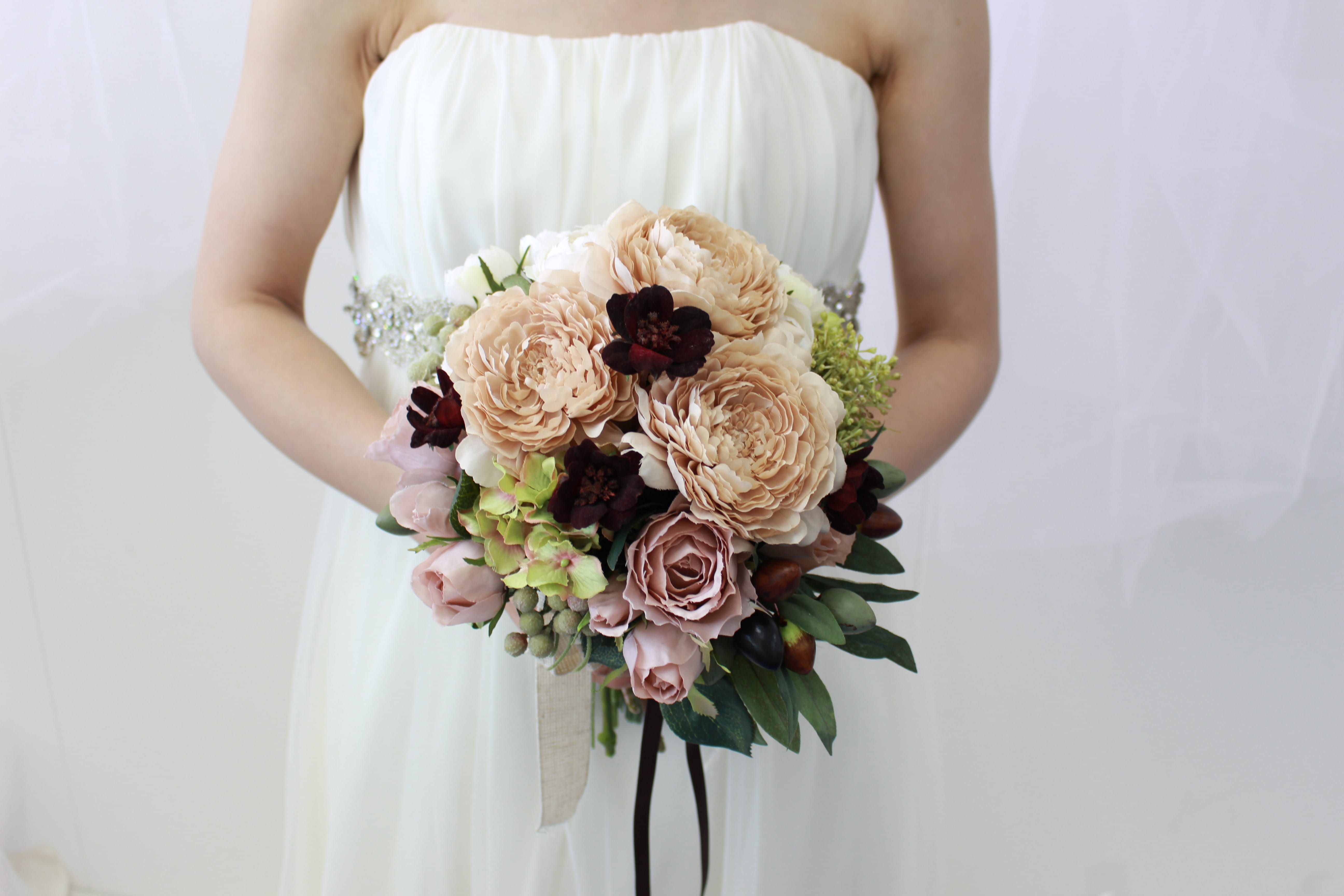 アーティフィシャルフラワー ウェディングブーケ ドライフラワー風 秋ブーケ