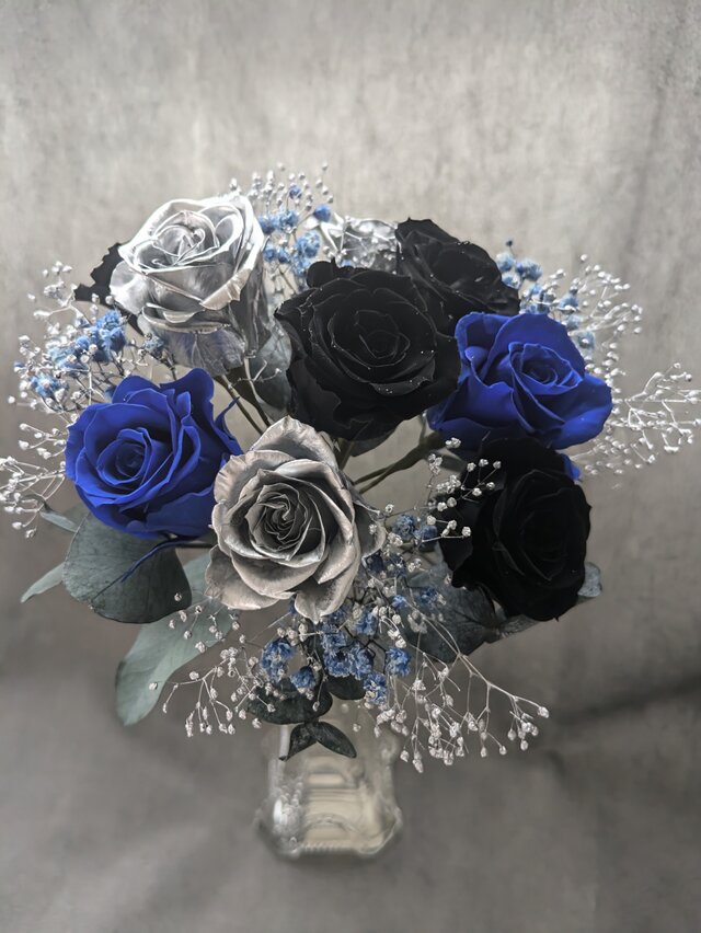 青いバラの花束 ダズンブーケプレミアムローズ 青薔薇12本の青いバラ花束花言葉「夢叶う・奇跡」リンクフローリストバラの花束やフラワーギフト