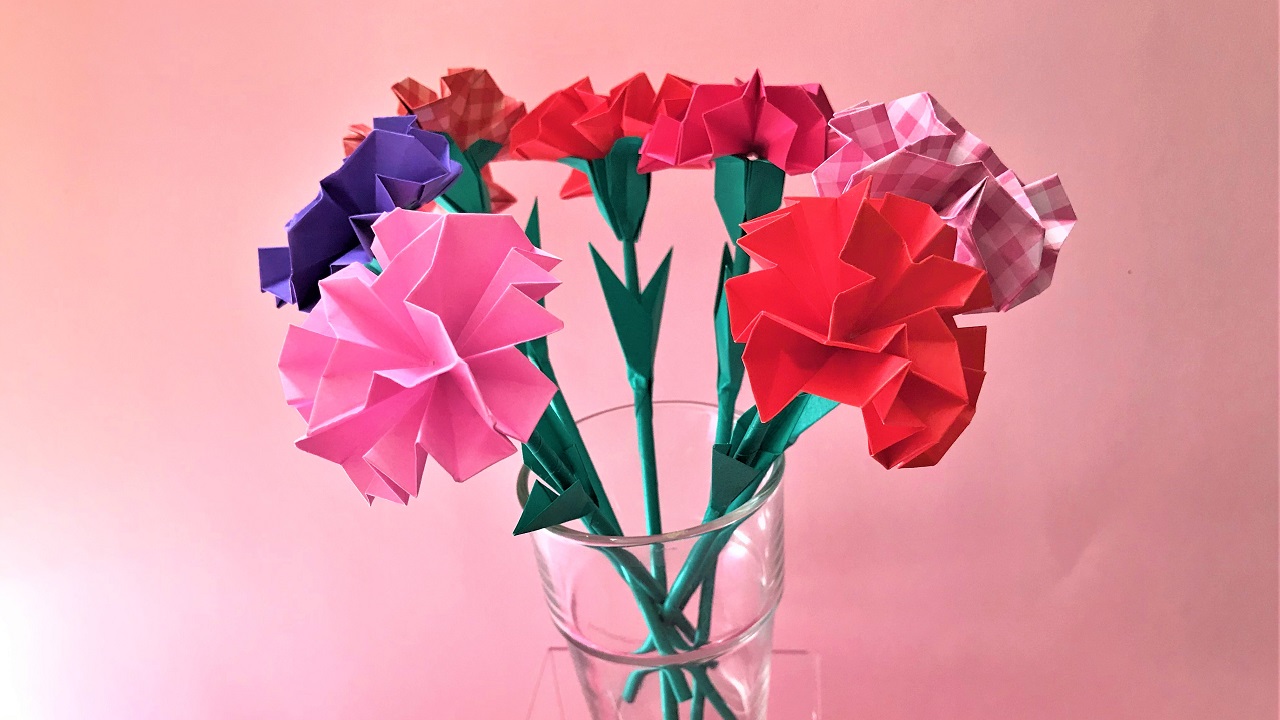 折り紙 簡単 可愛い 花のリースの折り方 Origami Flower wreath プレゼント 母の日 父の日