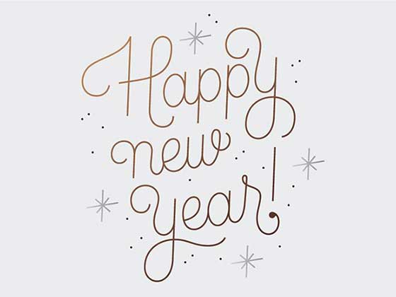 ボタニカルでおしゃれなhappy new year2022の手書き文字・年賀状素材えんぴつと画用紙