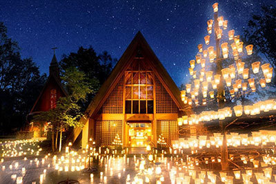 軽井沢高原教会｢サマーキャンドルナイト｣ : 花みてダンゴ