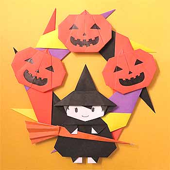 No.73 フローリストが作る フラワーリース ハロウィン 玄関リース 折り紙などで作る『ペーパ