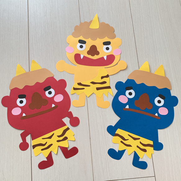 手作り紙工作「鬼」で節分をテーマに飾る2月の壁面