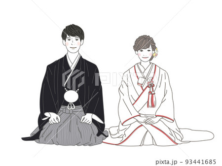 和装の新郎新婦 紋付袴・白無垢 のイラスト – フリーイラスト素材集 KuKuKeKe