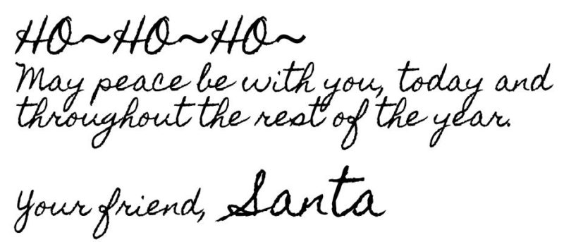 サンタさんからの手紙 英語 クリスマスカード 手書 お名前付 筆記体 サンタ