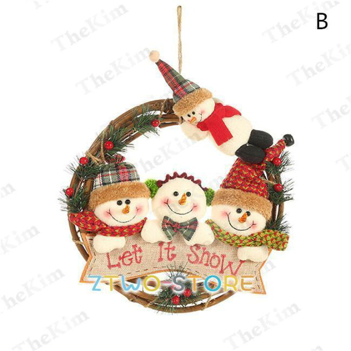 クリスマスリース①サンタさんとゆきだるま