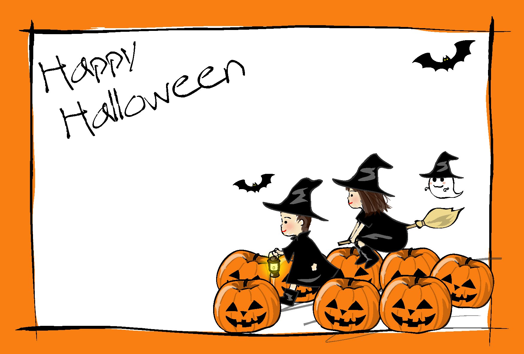 キャラクターフレーム - ハロウィンカード2019 ポストカード・イラスト素材サイト イラストareiraPostcard template