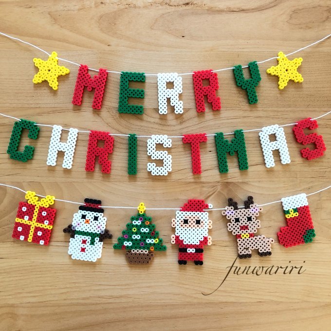 切って貼るだけ。簡単フェルトのクリスマスガーランドHow to make felt Christmas garland100均DIY クリスマスオーナメントクリスマス工作 クリスマス製作