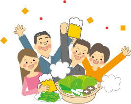 12月のイラストNo.29『フレーム：忘年会』 無料のフリー素材集 花鳥風月