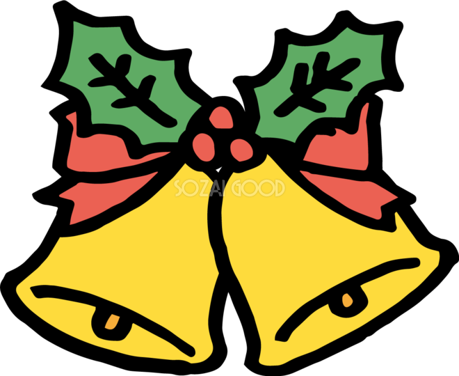 クリスマスベルの白黒イラスト02かわいい無料の白黒イラスト モノぽっと