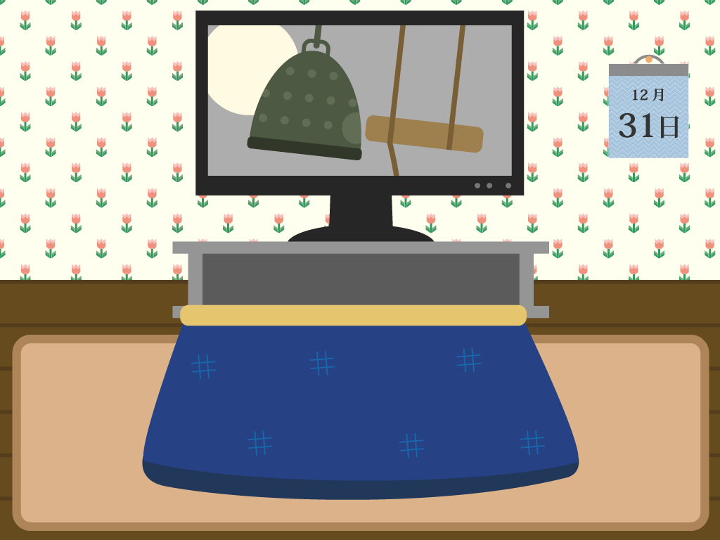 年越しそば カラー年末・大晦日の無料イラスト 冬の季節・行事素材