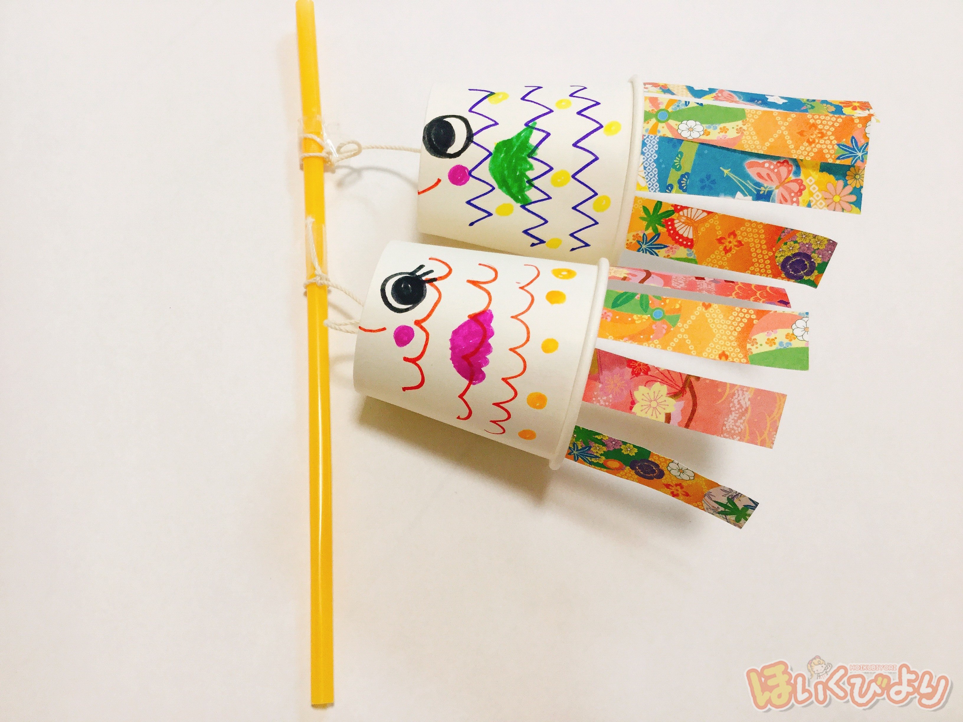 傘入れビニール袋でこいのぼりを作ろう ミニーちゃん講習編アトリエぽーぽ