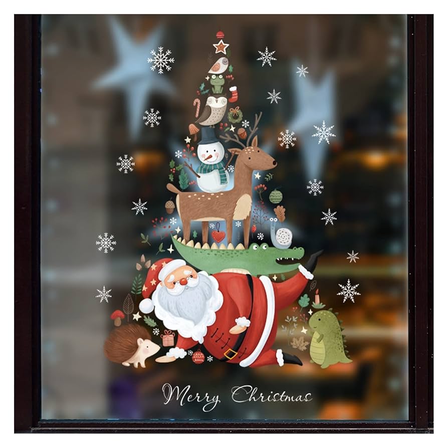 Amazon.co.jp: HUKLIM クリスマスウィンドウデコレーション、4個パック ジングルベル トナカイ クリスマスツリー スノーフレーククリスマスウィンドウライト 吸盤付き、電池式除く新年の装飾用屋内ライト。 : おもちゃ