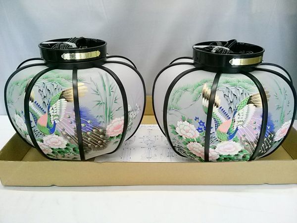 お盆 回転灯籠 提灯 初盆 初盆 新盆 提灯 盆提灯 2個セット 対 灯篭 ライト