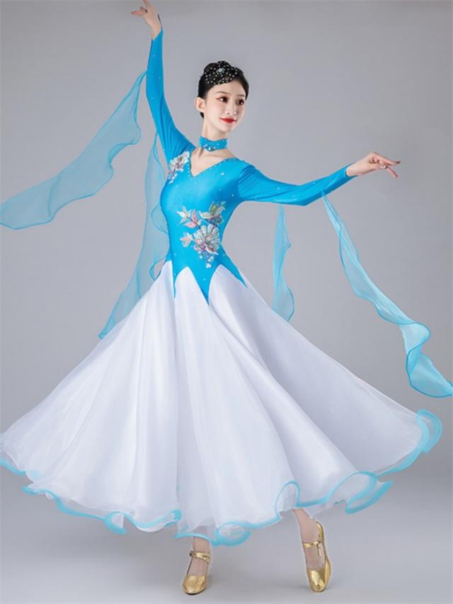 ス ワルツダンス ダンスウェア ステージ衣装 競技会 ダンスパーティー 発表会 競技着 練習着 舞台 ワインレッド ブラック M-3XL 社交ダンスドレス社交ダンス モダンドレス 大きいサイズ 半袖 大きい裾 スタンダードドレス ワルツダンス ワンピースドレス ダンス衣装