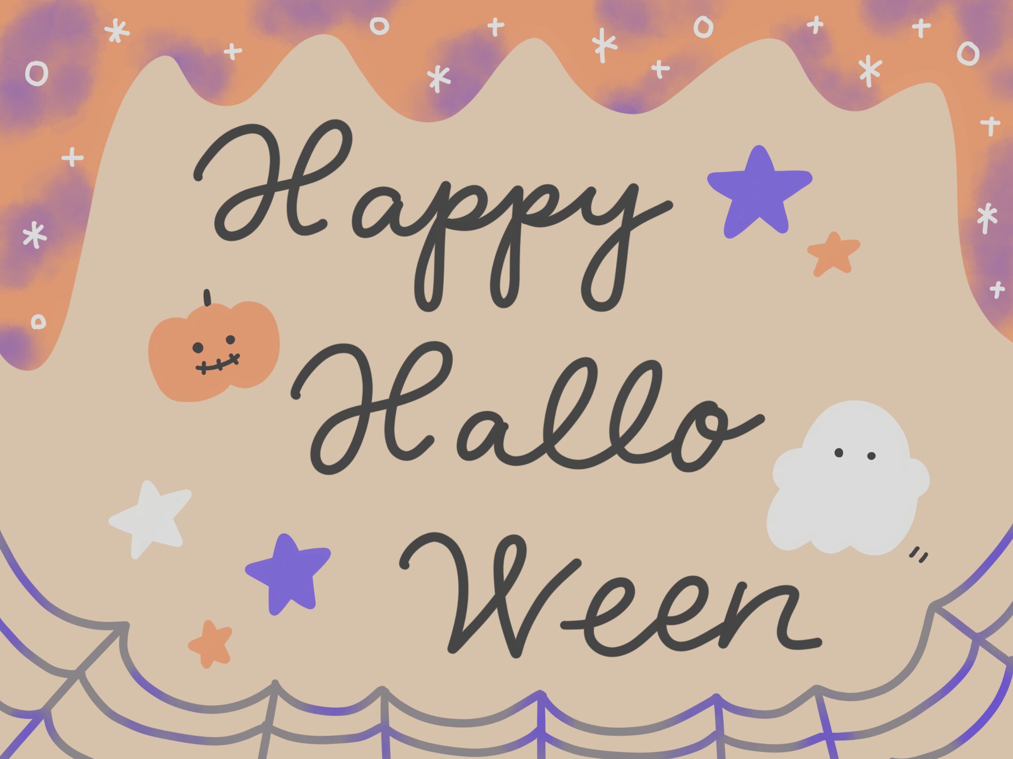 Happy Halloween ハッピーハロウィン のかわいい文字イラスト 黄色 - 商用利用できる無料のフリーイラスト「ふりねこ素材」