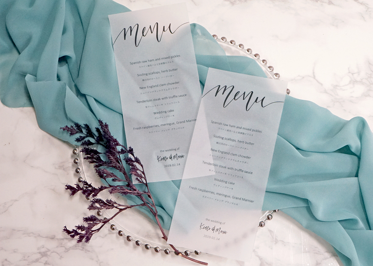 シアーツリー ウォームホワイト 結婚式 メニュー表結婚式 メニュー表ならPIARY ピアリー