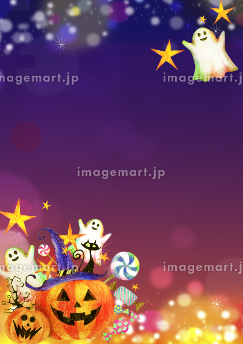 カボチャあふれる都会のハロウィン背景・オレンジ：イラスト無料