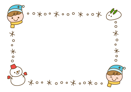 雪の結晶フレーム冬模様飾り枠素材イラスト：イラスト無料