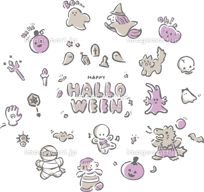 手書きらくがき風のかわいいハロウィンかぼちゃとおばけのHappy Halloween Party！のイラスト素材81535389- PIXTA