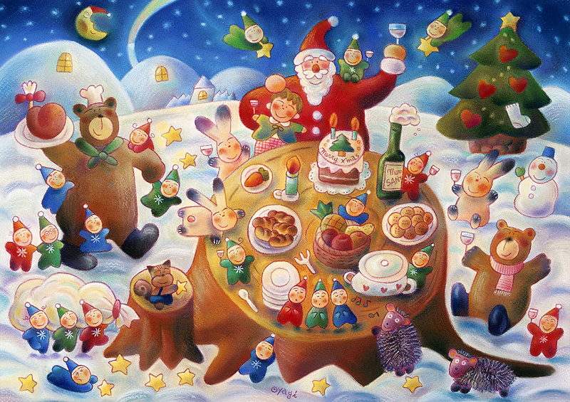 子ども カラークリスマスパーティ クリスマス 無料イラスト素材