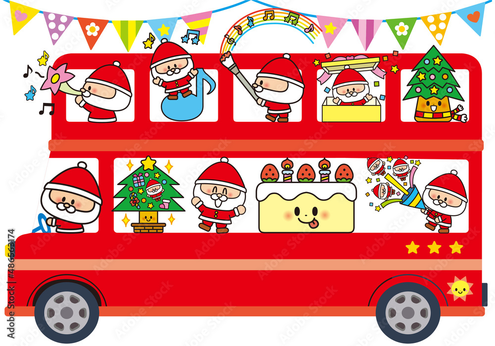 かわいいサンタクロースとトナカイのクリスマスキャラクターイラスト02のイラスト素材FYI08132221ストックフォトの QleanMarket キュリンマーケット