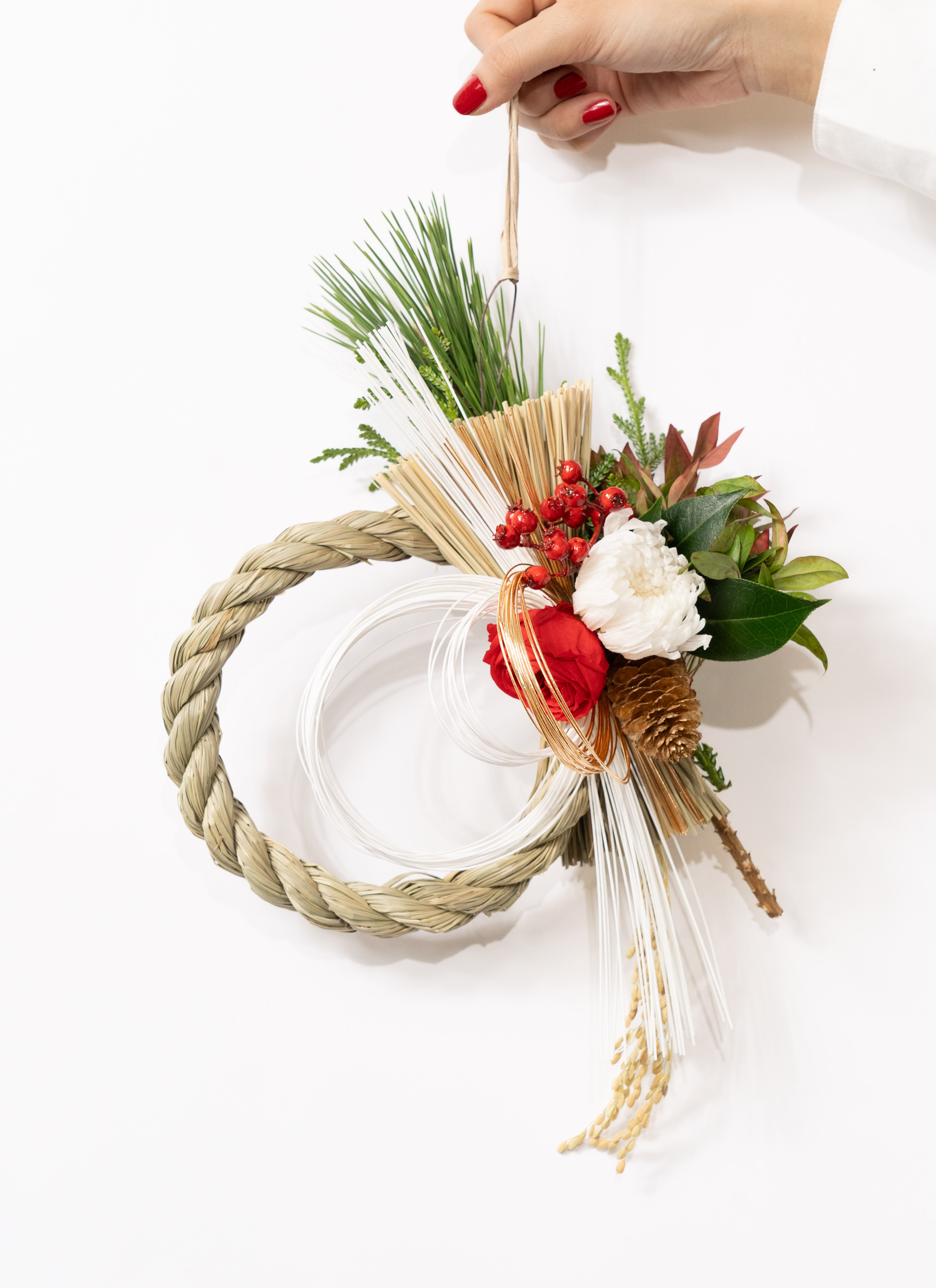 作り方レシピ松と稲穂のお正月スワッグの作り方 – 土と風の植物園