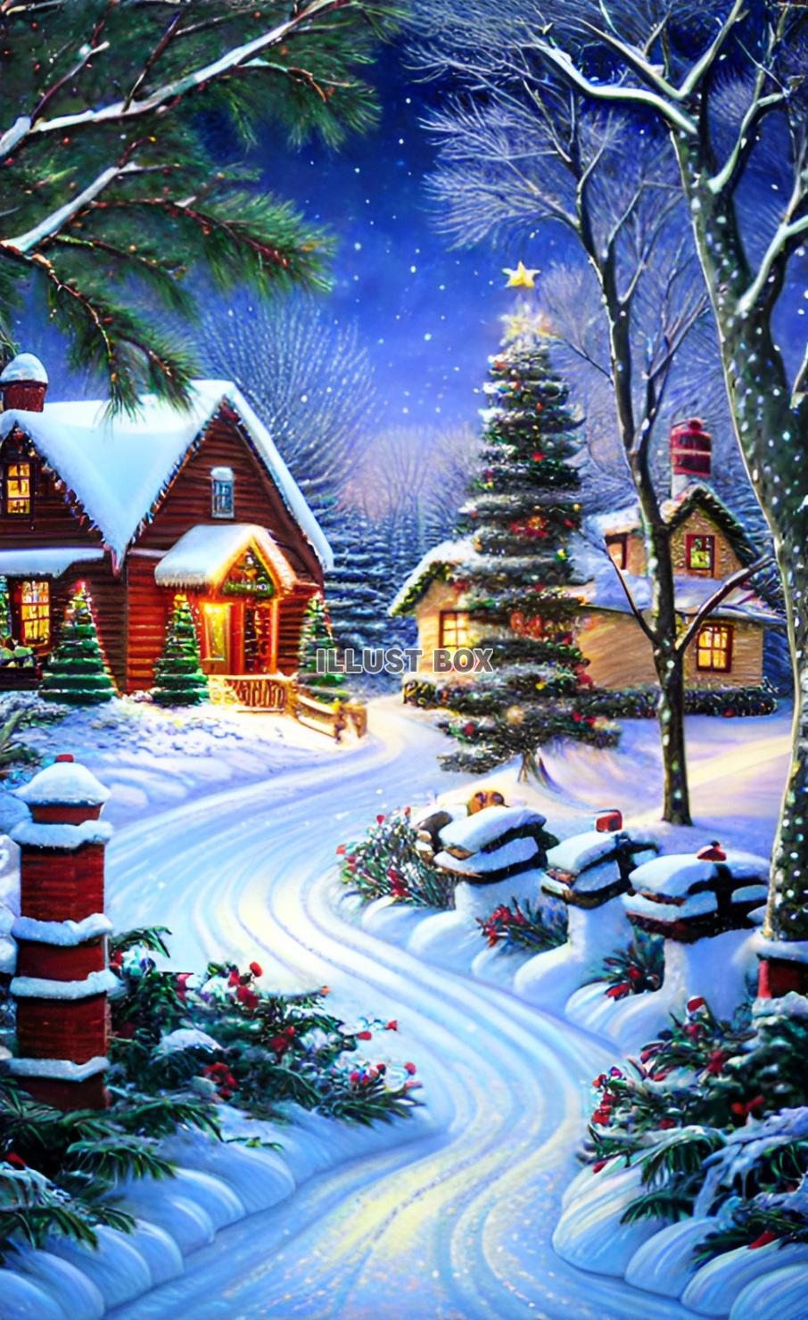 オリジナルイラスト「クリスマスツリー」 風景イラスト,景色イラスト本山浩子のイラストファイル NEWS