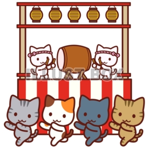 おしゃれセミリアルでかわいい盆踊りイラスト・フリー素材なら「シンテリ」