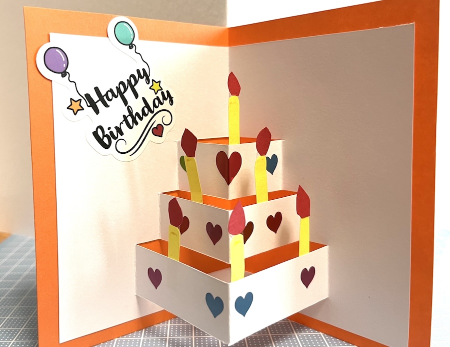 How to make Birthday Cake Pop-up Card誕生日ケーキのポップアップカード