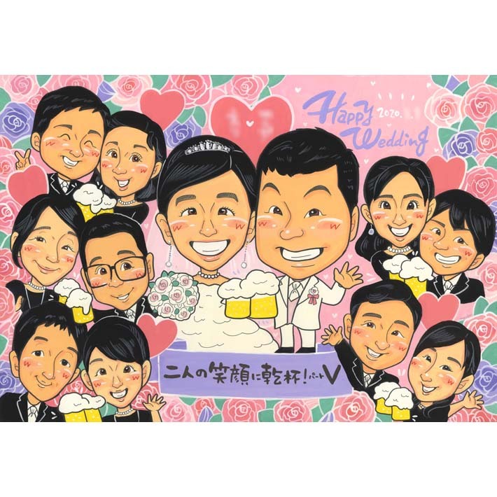 予算1万円~友人の結婚式に喜ばれるプレゼント15選似顔絵プレゼントは似顔絵師ぴんくぶたのかわいい幸せイラスト